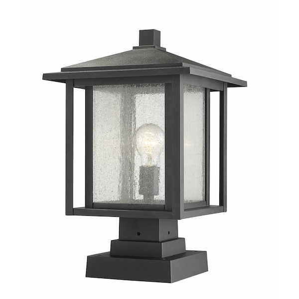 Z-Lite Aspen 1 Light Outdoor Pier Mounted Fixture, Black And Clear Seedy 554PHBS-SQPM-BK - main